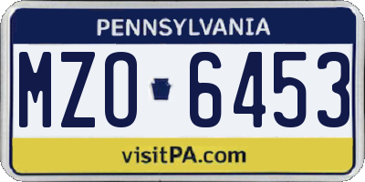 PA license plate MZO6453