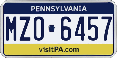 PA license plate MZO6457