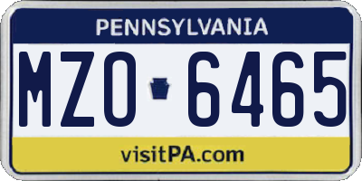 PA license plate MZO6465