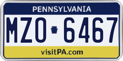 PA license plate MZO6467