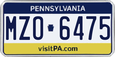 PA license plate MZO6475