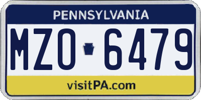 PA license plate MZO6479