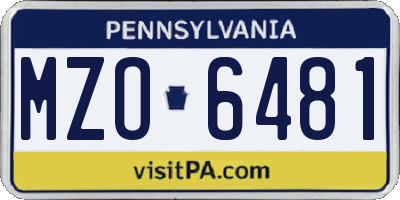 PA license plate MZO6481