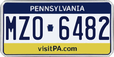 PA license plate MZO6482