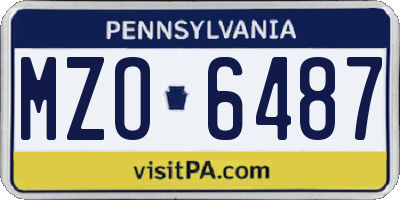 PA license plate MZO6487