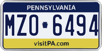 PA license plate MZO6494
