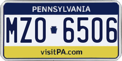PA license plate MZO6506