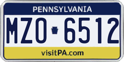 PA license plate MZO6512