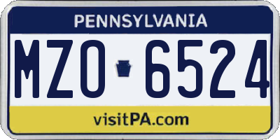 PA license plate MZO6524