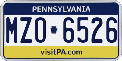 PA license plate MZO6526