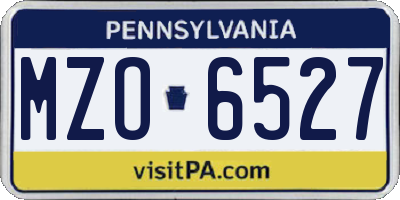 PA license plate MZO6527