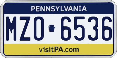 PA license plate MZO6536