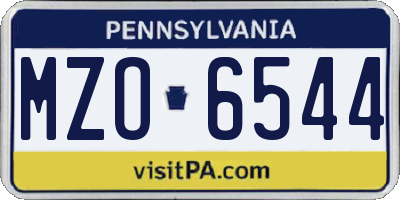 PA license plate MZO6544