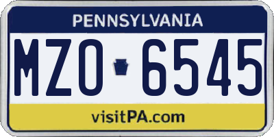 PA license plate MZO6545