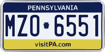 PA license plate MZO6551