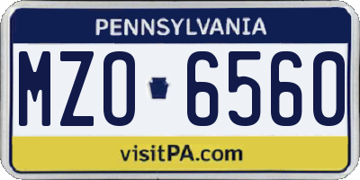 PA license plate MZO6560