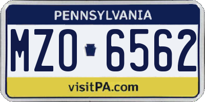 PA license plate MZO6562