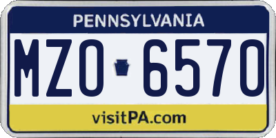 PA license plate MZO6570