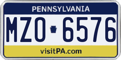 PA license plate MZO6576