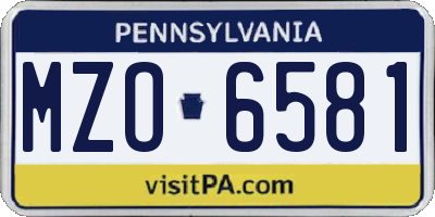 PA license plate MZO6581