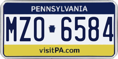 PA license plate MZO6584