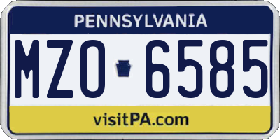 PA license plate MZO6585