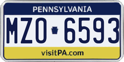 PA license plate MZO6593
