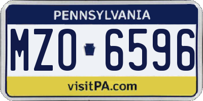 PA license plate MZO6596