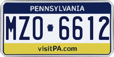 PA license plate MZO6612