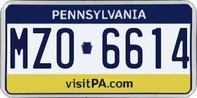 PA license plate MZO6614