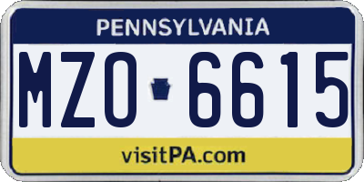PA license plate MZO6615