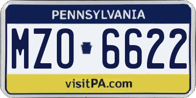 PA license plate MZO6622