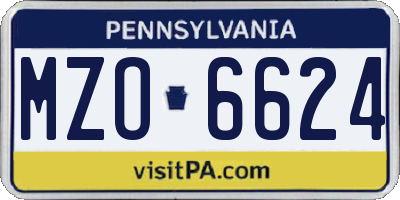PA license plate MZO6624