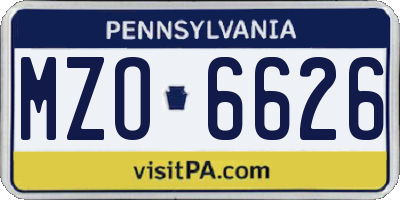 PA license plate MZO6626