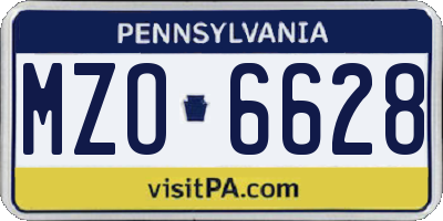 PA license plate MZO6628