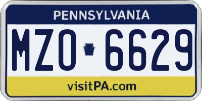 PA license plate MZO6629