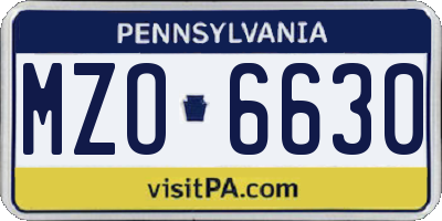PA license plate MZO6630