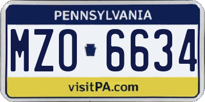PA license plate MZO6634