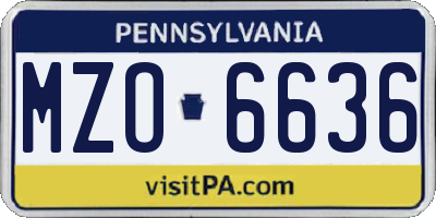 PA license plate MZO6636