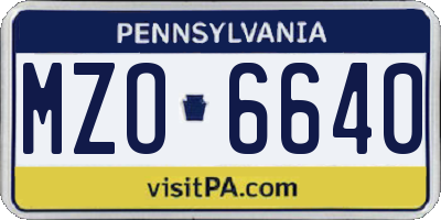 PA license plate MZO6640