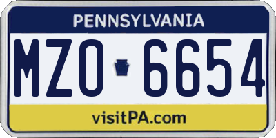PA license plate MZO6654
