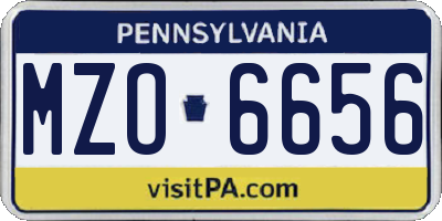 PA license plate MZO6656
