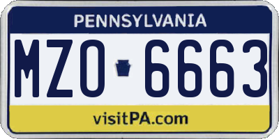 PA license plate MZO6663