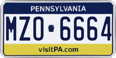 PA license plate MZO6664