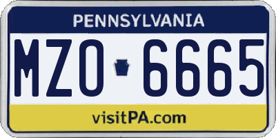 PA license plate MZO6665
