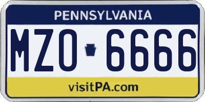 PA license plate MZO6666