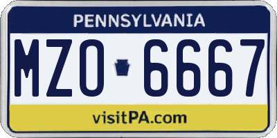 PA license plate MZO6667