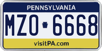 PA license plate MZO6668