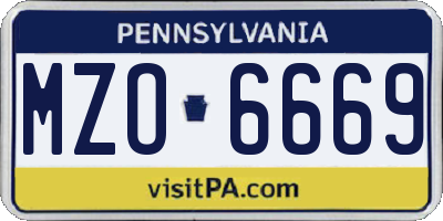 PA license plate MZO6669