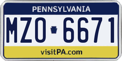 PA license plate MZO6671